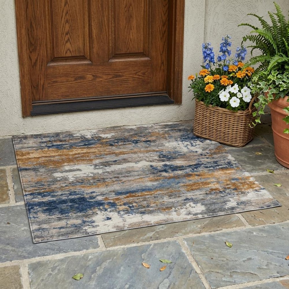 3' X 5' Granite Gray And Gray Abstract Washable Indoor Outdoor Area Rug HomeRoots