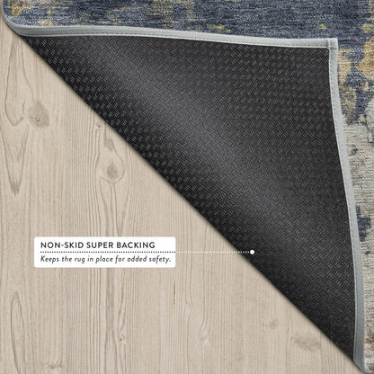 5' X 8' Granite Gray And Gray Abstract Washable Indoor Outdoor Area Rug