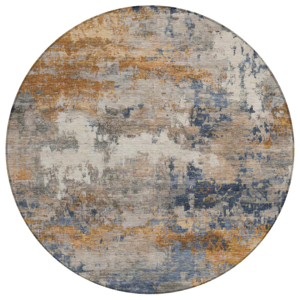 8' Granite Gray And Gray Round Abstract Washable Indoor Outdoor Area Rug HomeRoots