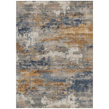 8' X 10' Granite Gray And Gray Abstract Washable Indoor Outdoor Area Rug