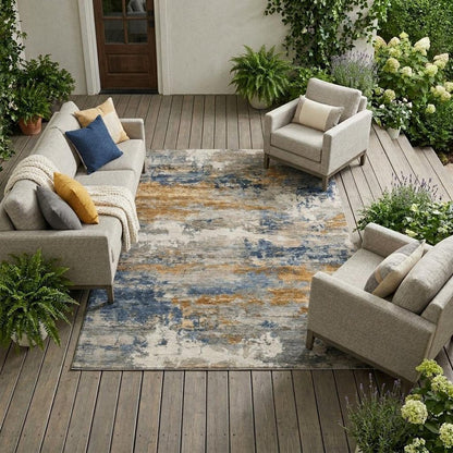 9' X 12' Granite Gray And Gray Abstract Washable Indoor Outdoor Area Rug HomeRoots