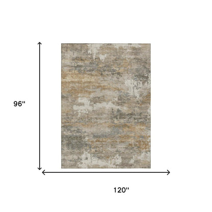 8' X 10' Khaki And Brown Abstract Washable Indoor Outdoor Area Rug HomeRoots