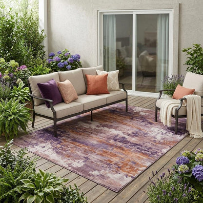 5' X 8' Plum And Purple Abstract Washable Indoor Outdoor Area Rug HomeRoots