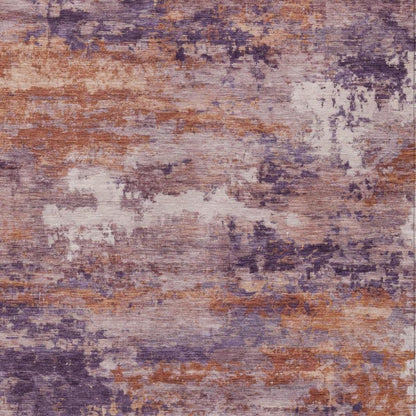 9' X 12' Plum And Purple Abstract Washable Indoor Outdoor Area Rug