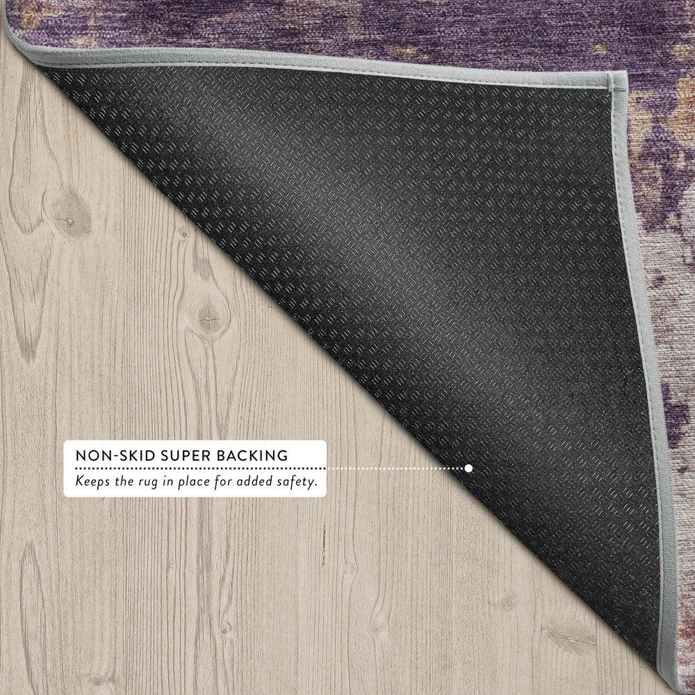 9' X 12' Plum And Purple Abstract Washable Indoor Outdoor Area Rug — view 2