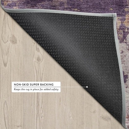 9' X 12' Plum And Purple Abstract Washable Indoor Outdoor Area Rug