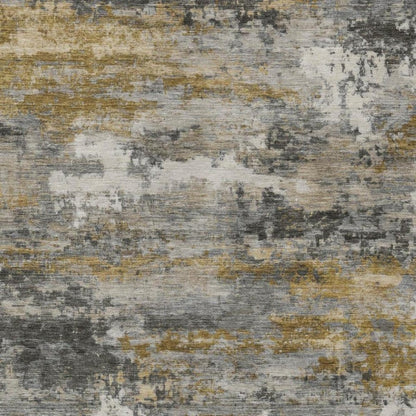 3' X 5' Pewter And Gray Abstract Washable Indoor Outdoor Area Rug