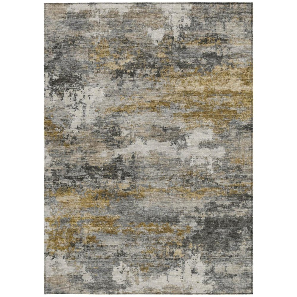 3' X 5' Pewter And Gray Abstract Washable Indoor Outdoor Area Rug — view 9