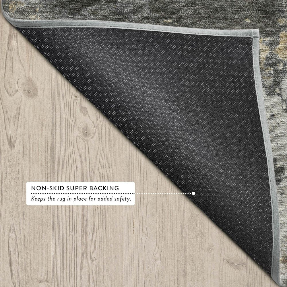3' X 5' Pewter And Gray Abstract Washable Indoor Outdoor Area Rug — view 2