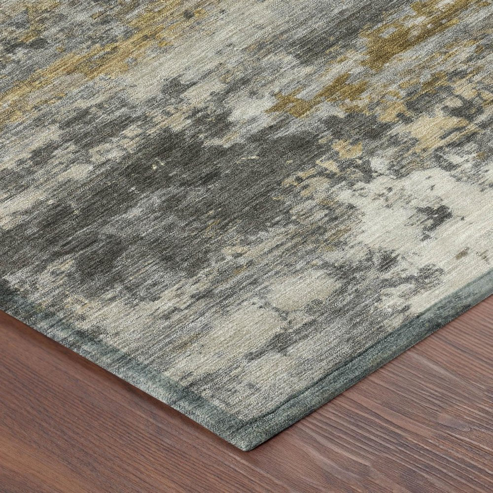 3' X 5' Pewter And Gray Abstract Washable Indoor Outdoor Area Rug — view 2