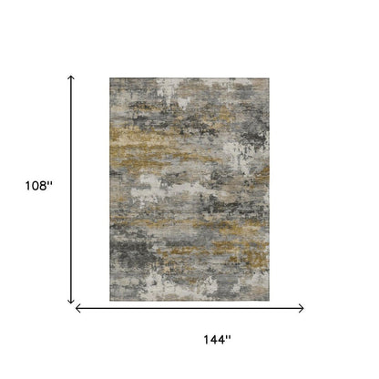 9' X 12' Pewter And Gray Abstract Washable Indoor Outdoor Area Rug HomeRoots