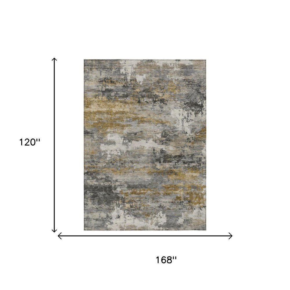 10' X 14' Pewter And Gray Abstract Washable Indoor Outdoor Area Rug HomeRoots