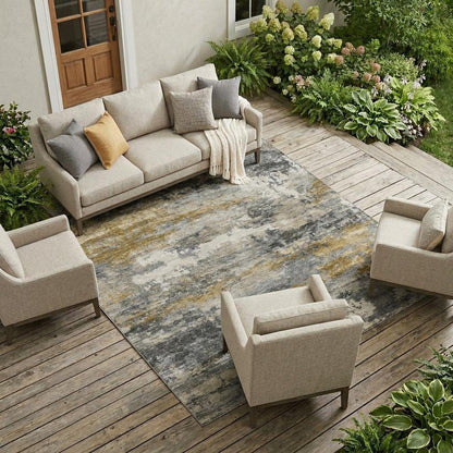 10' X 14' Pewter And Gray Abstract Washable Indoor Outdoor Area Rug HomeRoots