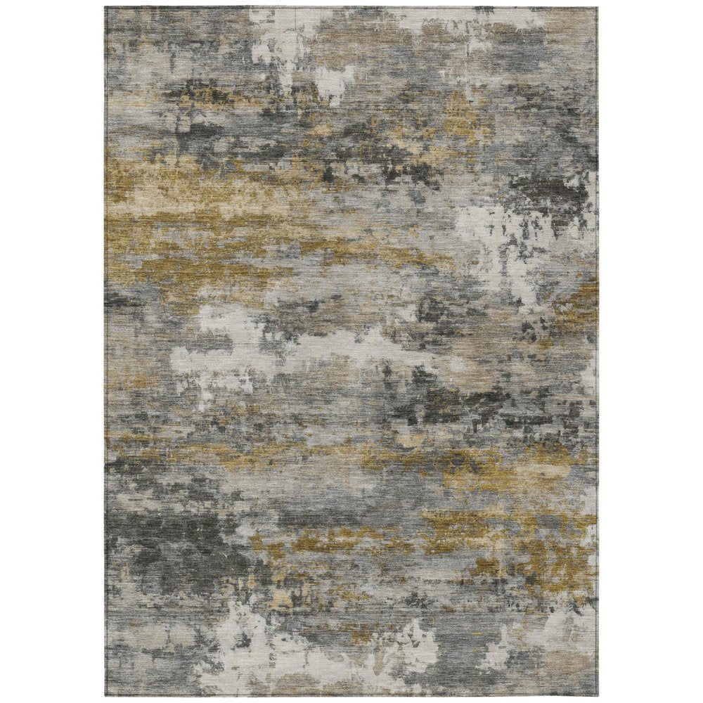 10' X 14' Pewter And Gray Abstract Washable Indoor Outdoor Area Rug — view 1