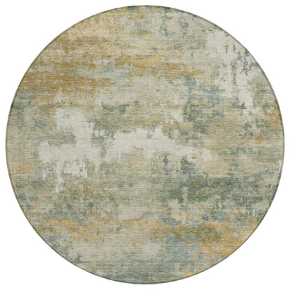 8' Sage And Green Round Abstract Washable Indoor Outdoor Area Rug HomeRoots