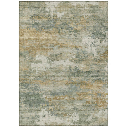 8' X 10' Sage And Green Abstract Washable Indoor Outdoor Area Rug