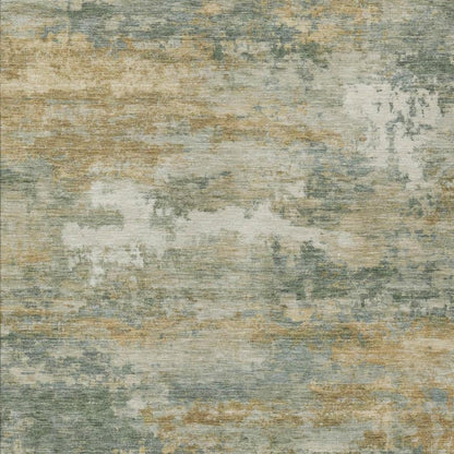 9' X 12' Sage And Green Abstract Washable Indoor Outdoor Area Rug