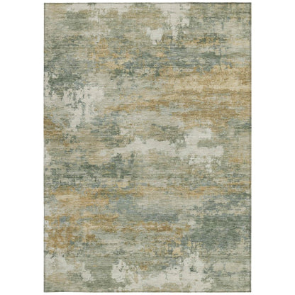 9' X 12' Sage And Green Abstract Washable Indoor Outdoor Area Rug