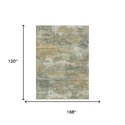 10' X 14' Sage And Green Abstract Washable Indoor Outdoor Area Rug HomeRoots