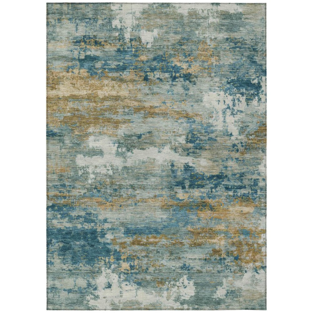 5' X 8' Teal Blue And Green Abstract Washable Indoor Outdoor Area Rug HomeRoots