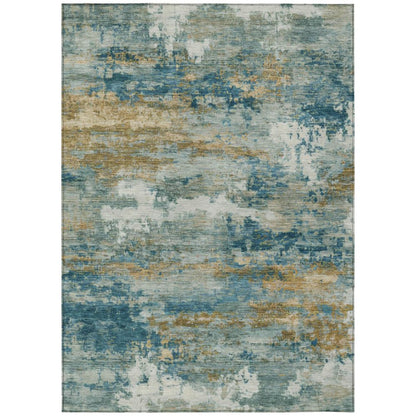8' X 10' Teal Blue And Green Abstract Washable Indoor Outdoor Area Rug HomeRoots