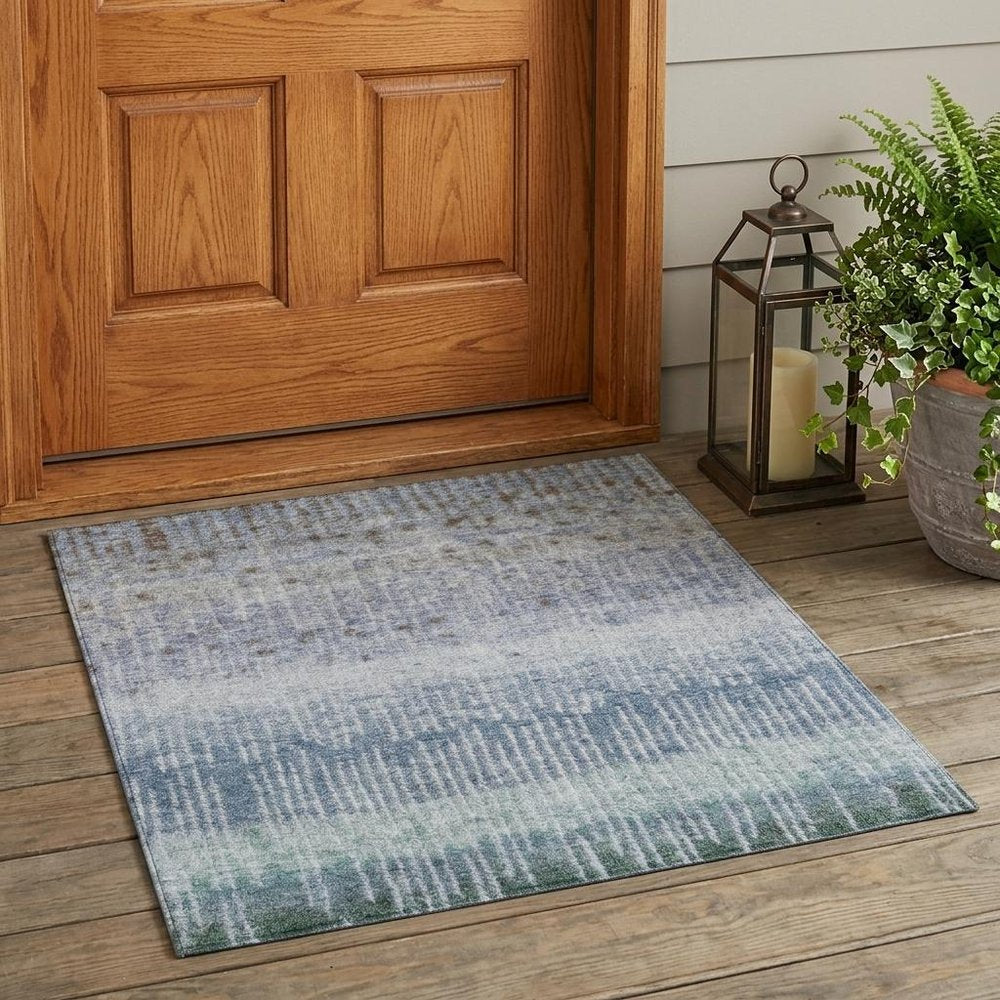 3' X 5' Blue And Silver Abstract Washable Indoor Outdoor Area Rug HomeRoots