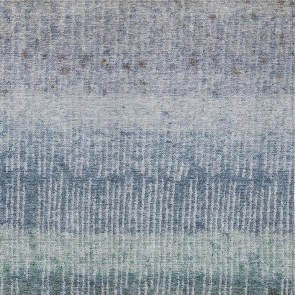 3' X 5' Blue And Silver Abstract Washable Indoor Outdoor Area Rug — view 7