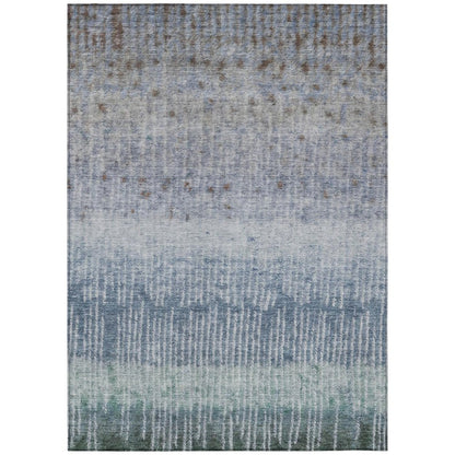 3' X 5' Blue And Silver Abstract Washable Indoor Outdoor Area Rug HomeRoots