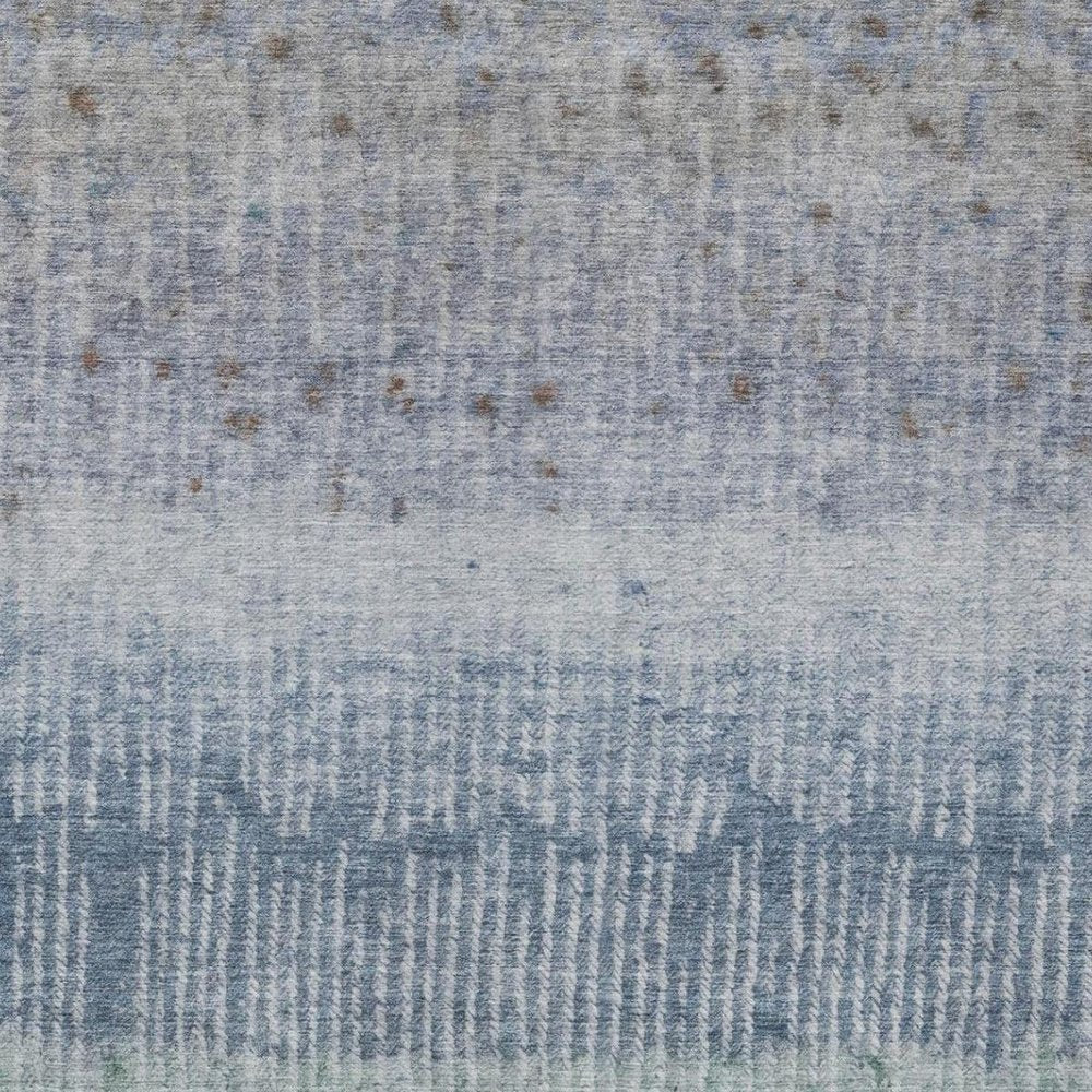 5' X 8' Blue And Silver Abstract Washable Indoor Outdoor Area Rug — view 7