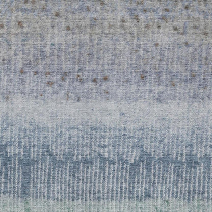 8' X 10' Blue And Silver Abstract Washable Indoor Outdoor Area Rug