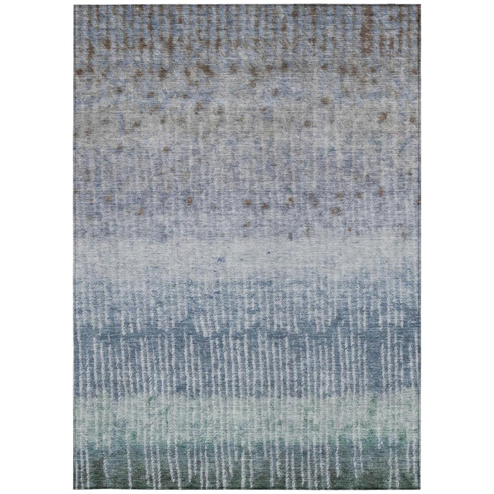8' X 10' Blue And Silver Abstract Washable Indoor Outdoor Area Rug — view 8