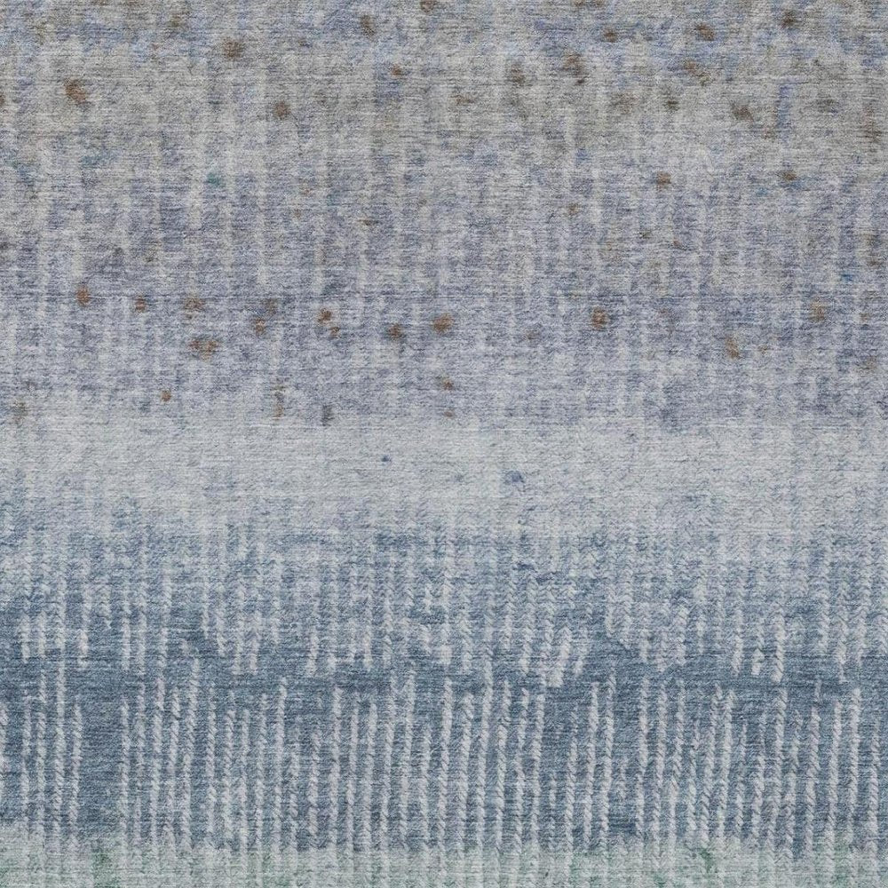 9' X 12' Blue And Silver Abstract Washable Indoor Outdoor Area Rug
