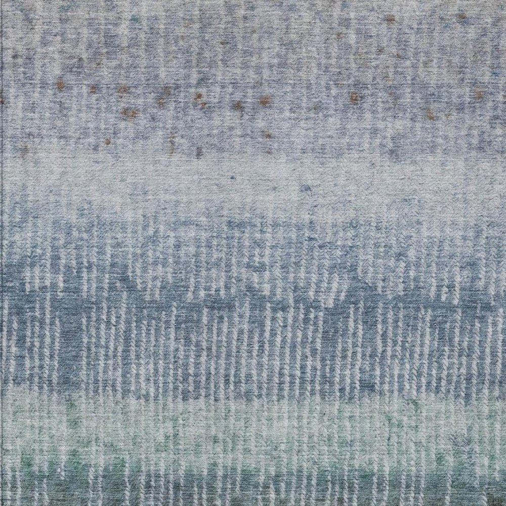 9' X 12' Blue And Silver Abstract Washable Indoor Outdoor Area Rug — view 9