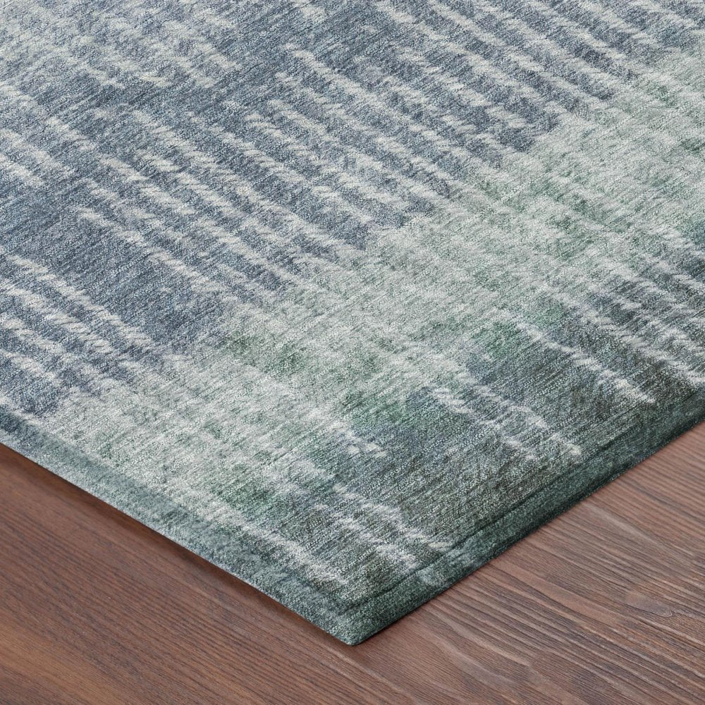 9' X 12' Blue And Silver Abstract Washable Indoor Outdoor Area Rug — view 2