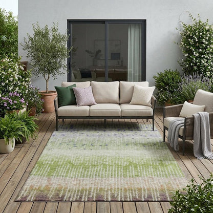 5' X 8' Green And Beige Abstract Washable Indoor Outdoor Area Rug HomeRoots