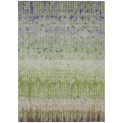 5' X 8' Green And Beige Abstract Washable Indoor Outdoor Area Rug HomeRoots