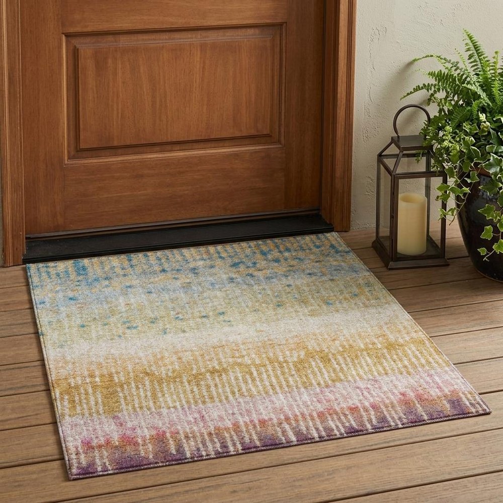 3' X 5' Gold And Beige Abstract Washable Indoor Outdoor Area Rug HomeRoots