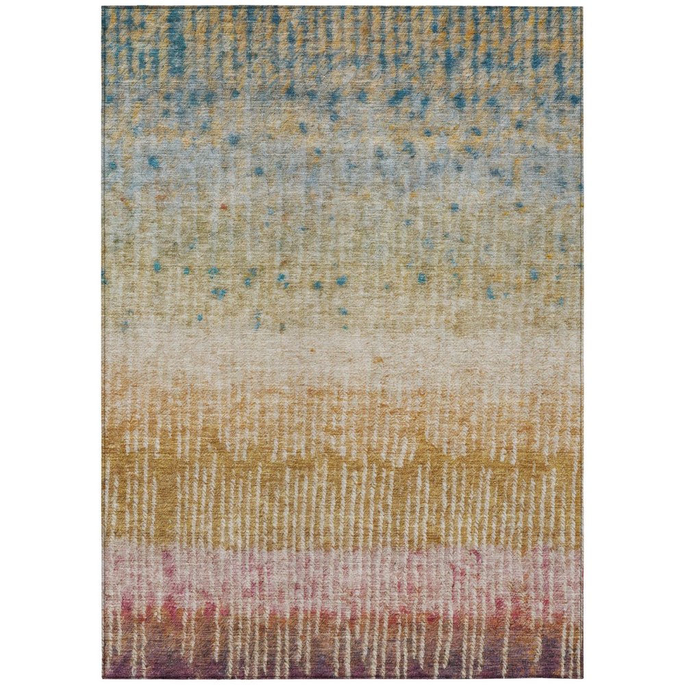 5' X 8' Gold And Beige Abstract Washable Indoor Outdoor Area Rug HomeRoots