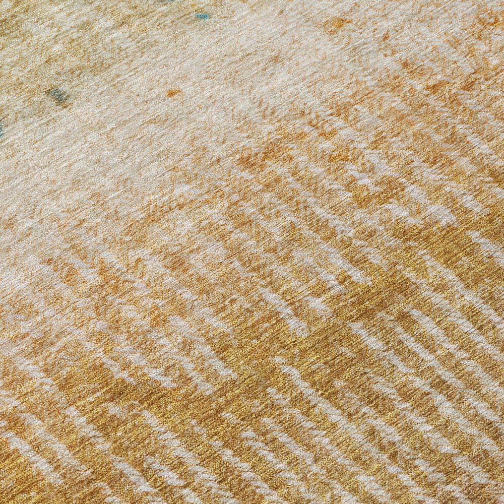 5' X 8' Gold And Beige Abstract Washable Indoor Outdoor Area Rug — view 3