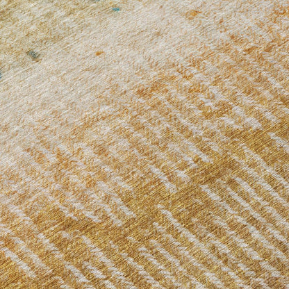 8' Gold And Beige Round Abstract Washable Indoor Outdoor Area Rug HomeRoots