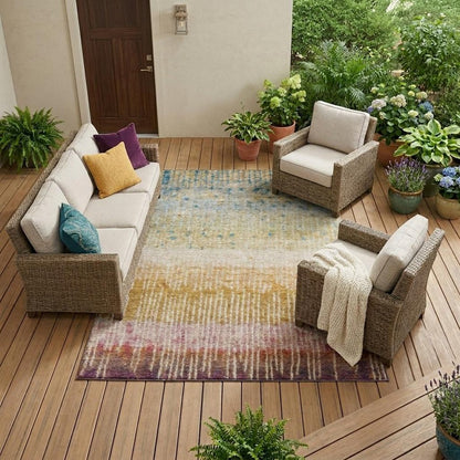 8' X 10' Gold And Beige Abstract Washable Indoor Outdoor Area Rug HomeRoots