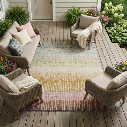 10' X 14' Gold And Beige Abstract Washable Indoor Outdoor Area Rug HomeRoots