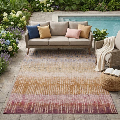 5' X 8' Orange And Beige Abstract Washable Indoor Outdoor Area Rug HomeRoots