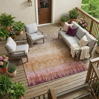 9' X 12' Orange And Beige Abstract Washable Indoor Outdoor Area Rug HomeRoots