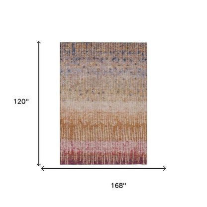 10' X 14' Orange And Beige Abstract Washable Indoor Outdoor Area Rug HomeRoots