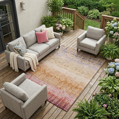 10' X 14' Orange And Beige Abstract Washable Indoor Outdoor Area Rug HomeRoots