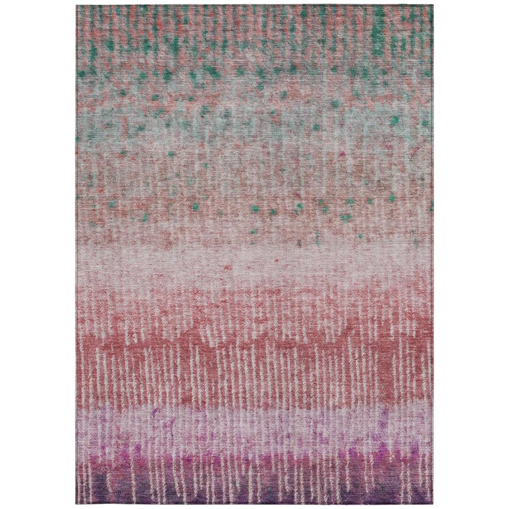 3' X 5' Pink And Blush Abstract Washable Indoor Outdoor Area Rug