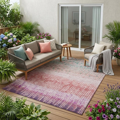 5' X 8' Pink And Blush Abstract Washable Indoor Outdoor Area Rug HomeRoots