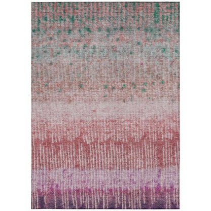 5' X 8' Pink And Blush Abstract Washable Indoor Outdoor Area Rug