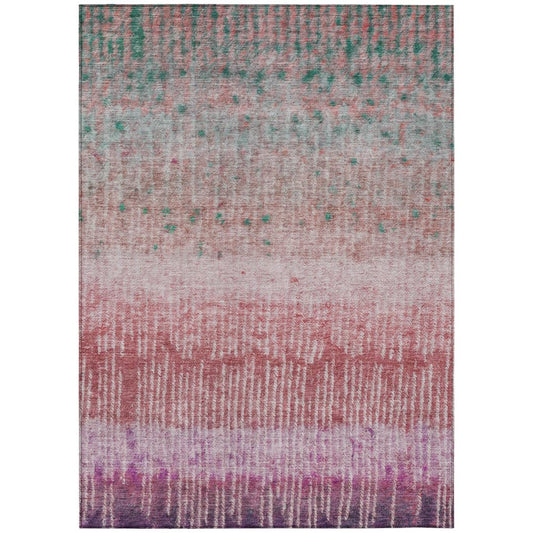 5' X 8' Pink And Blush Abstract Washable Indoor Outdoor Area Rug